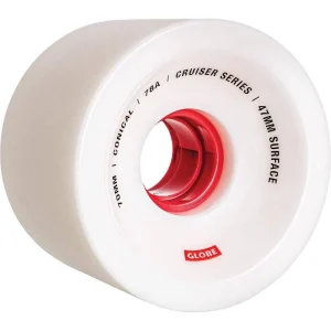גלגלים לסקייטבורד Globe Conical Cruiser Wheels White/Red 70mm/78A