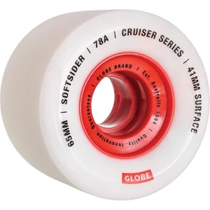 גלגלים לסקייטבורד Globe Softsider Cruiser Wheels White/Red 65mm/78A