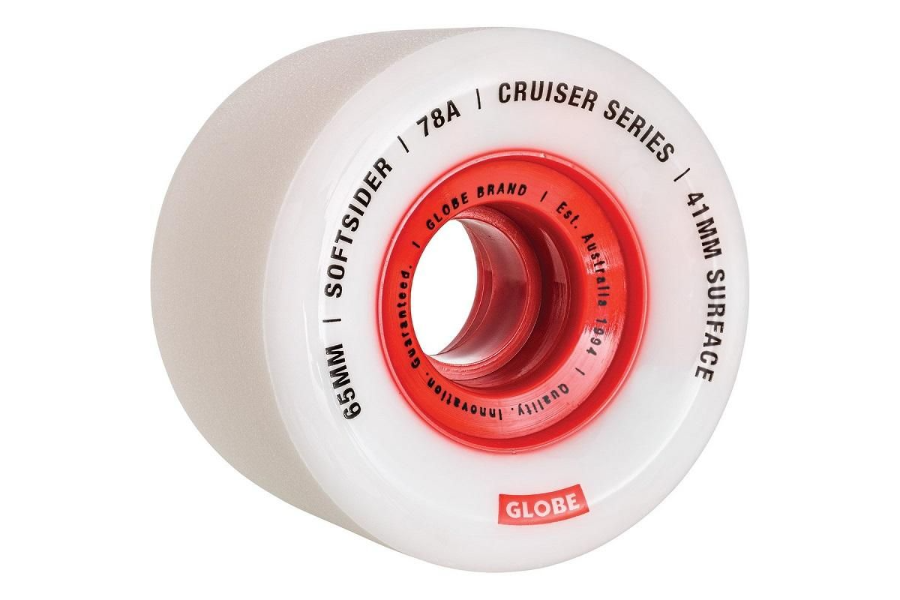 גלגלים לסקייטבורד Globe Softsider Cruiser Wheels White/Red 65mm/78A