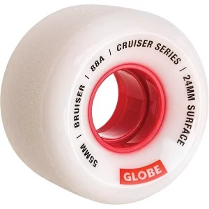 גלגלים לסקייטבורד Globe Bruiser Cruiser Wheels White Red 55mm/88A