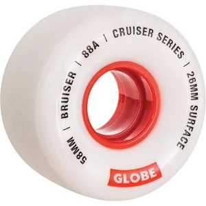 גלגלים לסקייטבורד Globe Bruiser Cruiser Wheels White/Red 58mm/88A