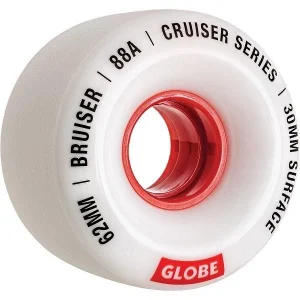 גלגלים לסקייטבורד Globe Bruiser Cruiser Wheels White/Red 62mm/88A