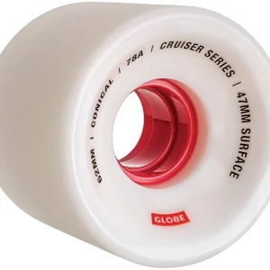 גלגלים לסקייטבורד Globe Conical Cruiser Wheels White/Red 62mm/78A