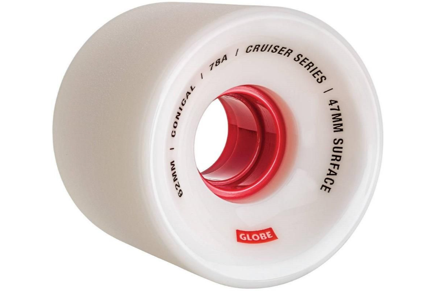 גלגלים לסקייטבורד Globe Conical Cruiser Wheels White/Red 62mm/78A