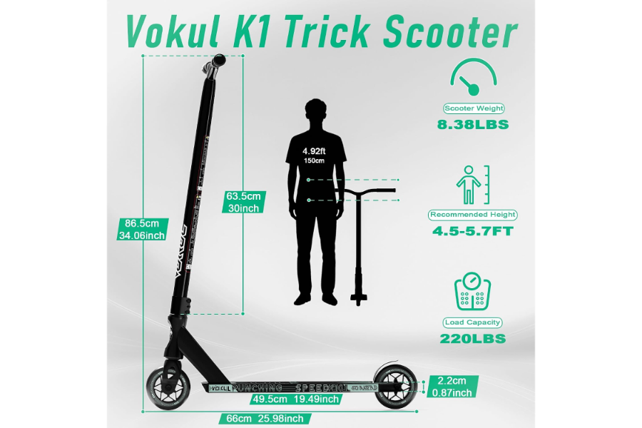 קורקינט פעלולים Vokul K1 Black Grey – תמונה 3