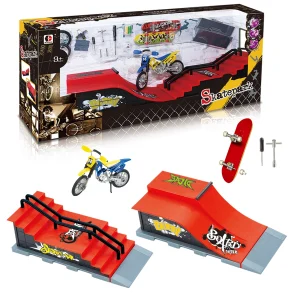 סקייט פארק צעצוע Speed Movment Finger Skatepark MotoX+Skateboard